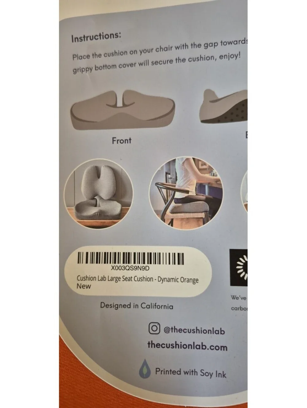 CUSHION LAB Ultimate Sitting Comfort Bundle - Open Box - Orange - Large Seat
